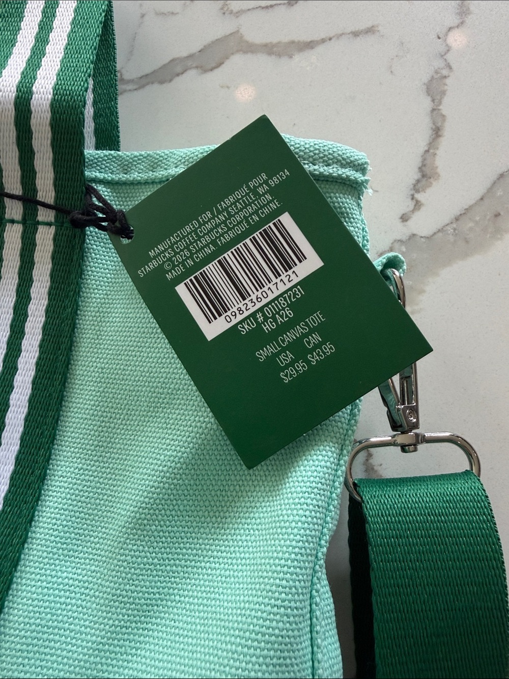 Starbucks mini canvas tote with strap nwt - Picture 2 of 4